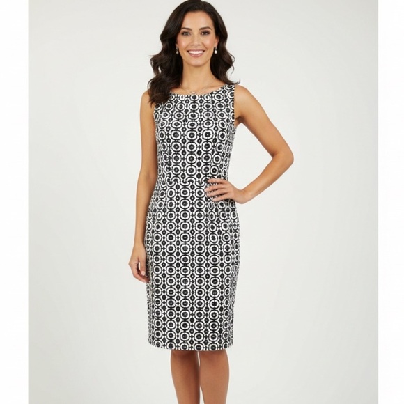 Nine West Dresses & Skirts - Nine West Black & White Geometric Sheath Dress Sleeveless